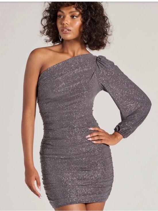 Windsor Dresses & Skirts - Windsor Sparkle Grey Sparkle One Sleeve Dress Large